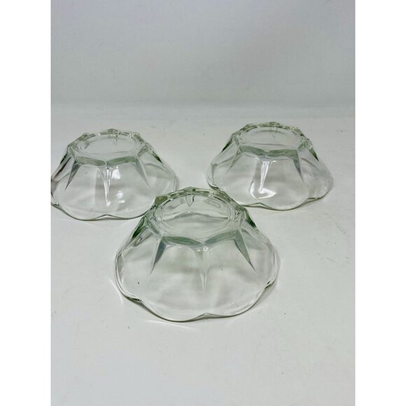 Vintage Anchor Hocking Swedish Modern Clear Fruit Dessert Bowls Set of 3 - Picture 3 of 10
